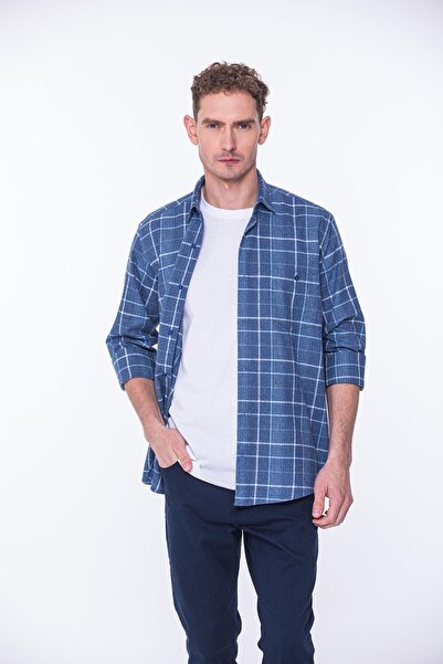 Fitmens Classic Long Sleeve Winter Plaid Lumberjack Collar Six Button Cotton ...