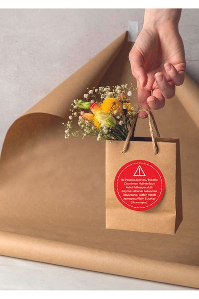 NEON Dijital Baskı Merkezi Hygiene Label - Round Food Label - Red Cayma Right Label - 250 Stickers