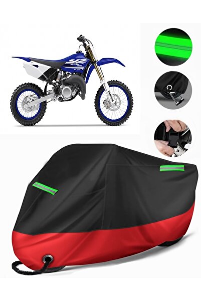 MotoEN غطاء دراجة نارية ممتاز متوافق مع Yamaha YZ 85 (متوافق مع القفل) أسود-أحمر