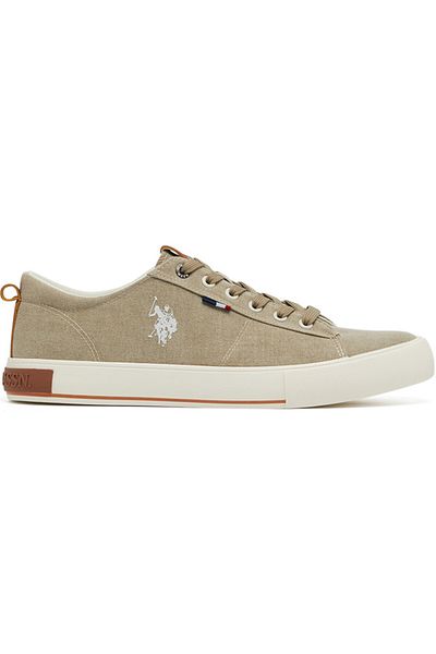 U.S. Polo Assn. Men's Beige Low-Canvas Top Sneakers - Lightweight, Comfortable for Everyday Outfits