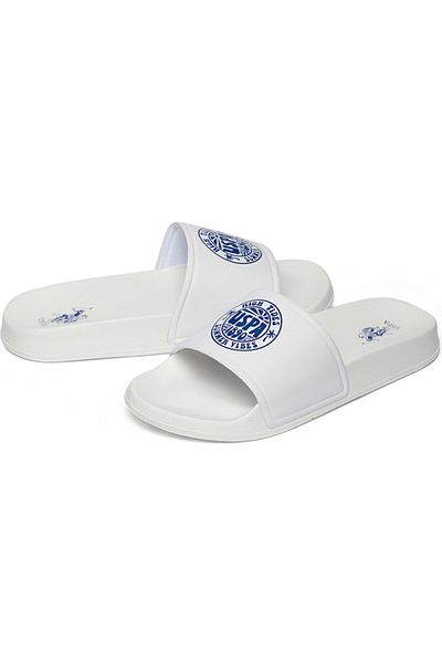 U.S. Polo Assn. Women's White Slides - Stylish Lace-Up Design, Perfect for Casual Outfit