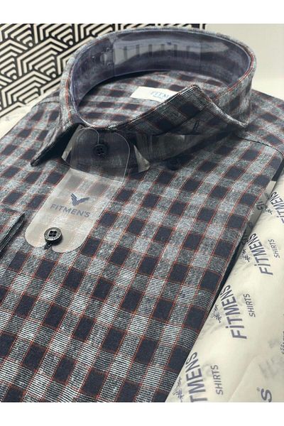 Fitmens Men's Winter Plaid Cotton Shirt - Long Sleeve, Lumberjack Collar, Six Buttons Fs- 003134