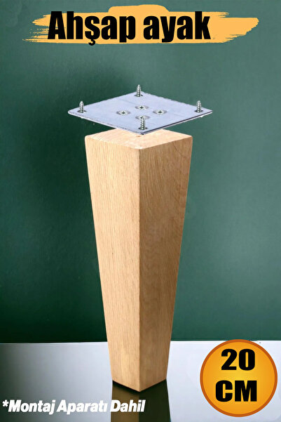 NUBLADO Ahşap Ayak 20 cm Kare Bağlantı Aparatı  Mobilya Koltuk Kanepe Sehpa M...