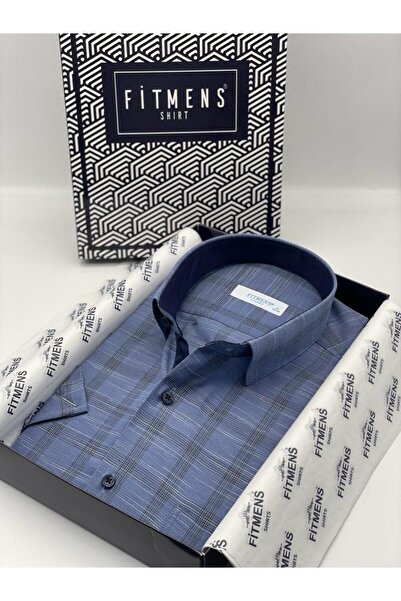 Fitmens Classic Short Sleeve Linen Checkered Cotton Gift Boxed Men's Shirt Fs...