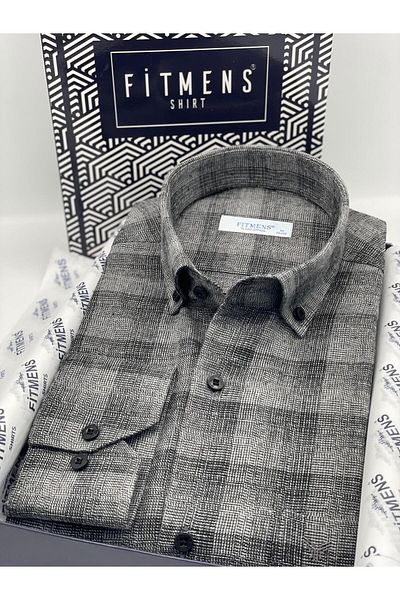 Fitmens Classic Long Sleeve Winter 100% Cotton Collar Buttoned Gift Boxed Men's Shirt Fs- 003135   - Black