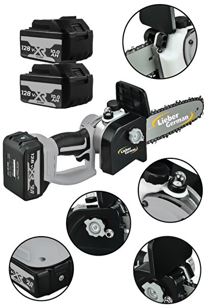 Lieber German Kömürsüz Motor 21 V 3 Ah 30 Cm Palalı 2x Akülü Ağaç Kesme Hızar...
