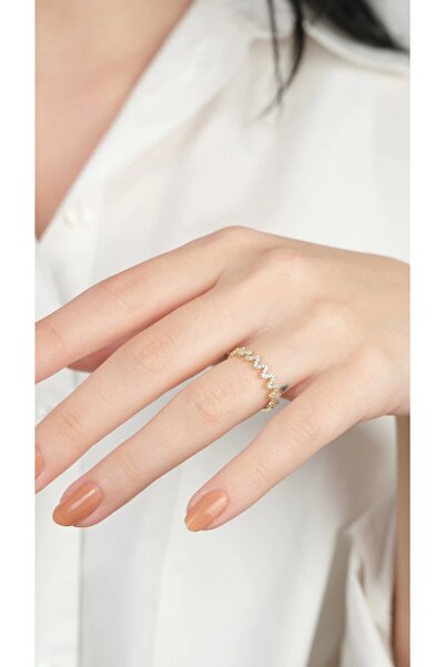 Arpaş 14 Ayar Atın Dalgalı Taşlı Yüzük