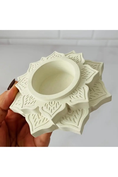KUMS DESIGN Dekoratif 3D Lotus Çiçeği Mumluk Ev Dekor Süs Eşyası Hediyelik Eş...