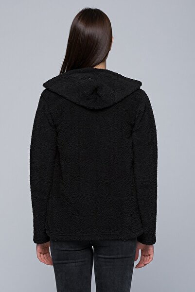 Cotton Mood 7434323 سويت شيرت ويلش بجيب بسحاب بغطاء رأس أسود