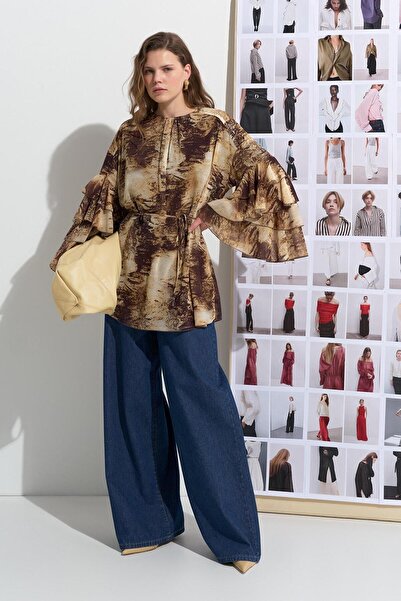 KADRİYE BAŞTÜRK Kalia Patterned Tunik, Turkish Coffee Style