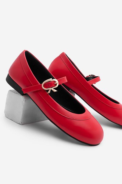 Marjin Rote Meladi-Ballerinas – Damen-Schnalle