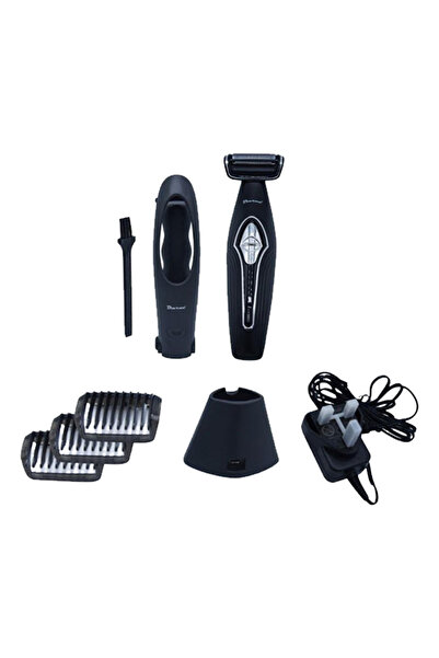Davena ماكينة حلاقة الجسم المقاومة للماء من Bodygroom مع 4 ملحقات - أسود وفضي