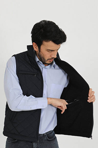 mansory exclusive Navy Blue Fleece Comfortable Fit Quilted Inflatable Vest