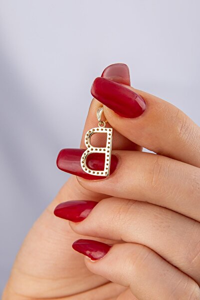 Fiyonk Kuyumculuk 14 Ayar Altın Taşlı B Harf Kolye Ucu