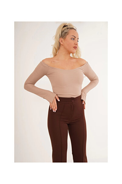 Cotton Mood 23254221 Camisole Madonna with Collar and Slit at the Ankle, Long. Sleeve Blouse Tas