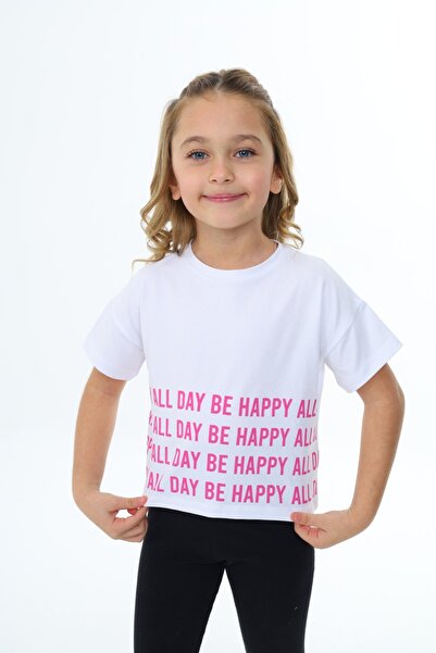 Toontoy Детска блуза с принт „Happy All Day“ за момичета