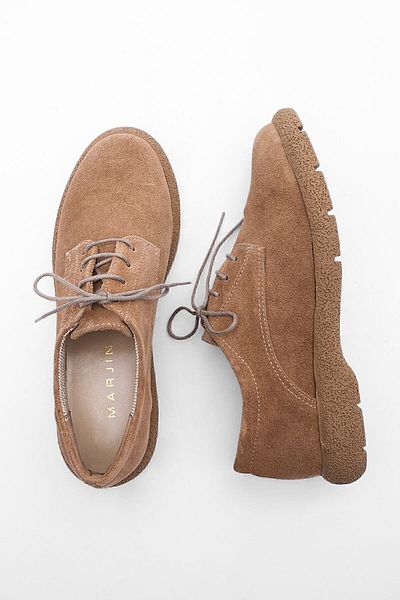 Marjin Damen-Oxford-Schuhe aus echtem Leder, Schnür-Freizeitschuhe, Allen-Wildleder