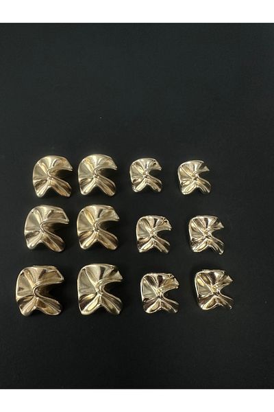 T.T Polnet Button Gold Design Metal Button 12 Pack (6 Large-6 Small)