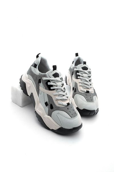 Marjin Sneakers mit hoher Sohle für Damen - Sportschuhe Edisa zum Schnüren, graue Laufschuhe