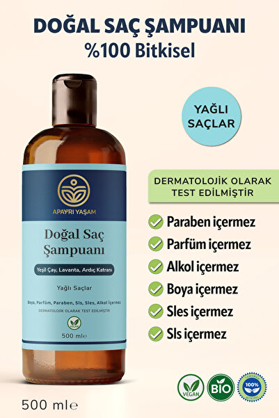 ApAyrı Yaşam %100 Bitkisel Yağlı Saçlar Için Doğal Saç Şampuanı 500 ml