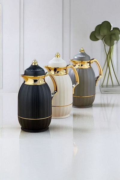 Vadi Luxury Stainless Steel Thermos Jug with White Gold Detail - 1 Lt.