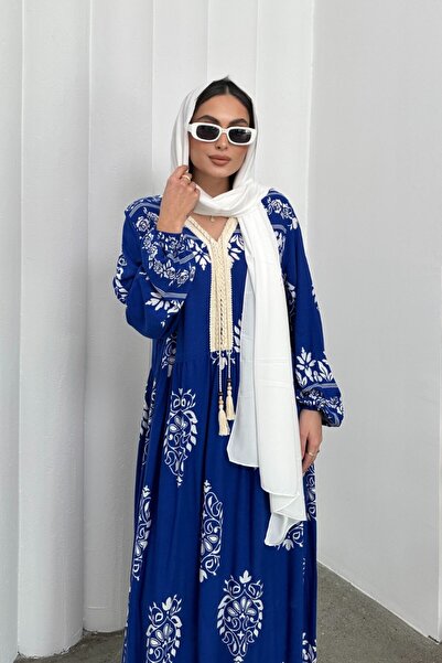 msm fashion Rochie de damă rochie lungă de vară cu decolteu în V cu imprimeu