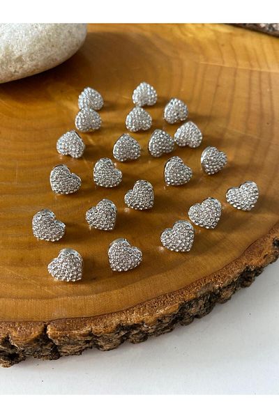 canan dizayn Special Stone Nickel Heart Button 12.70 mm (20 Sizes) (10 Pieces)