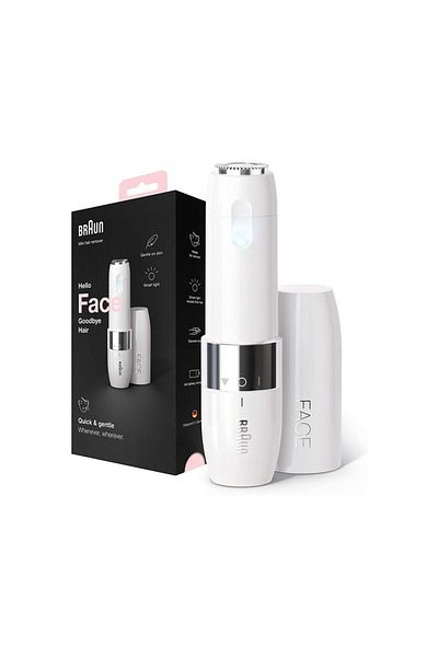 Braun جهاز إزالة شعر الوجه الصغير مع ضوء ذكي FS1000 - أبيض