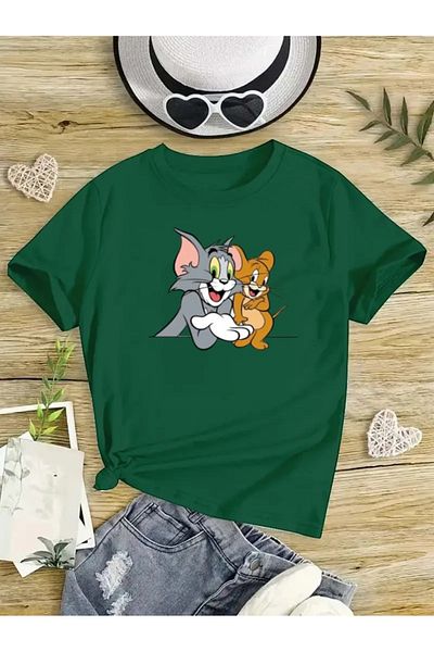 New Shine 1 tricou este un cadou pentru achiziții de 6 și mai sus în coș - Tricou oversize cu imprimeu Tom și Jerry