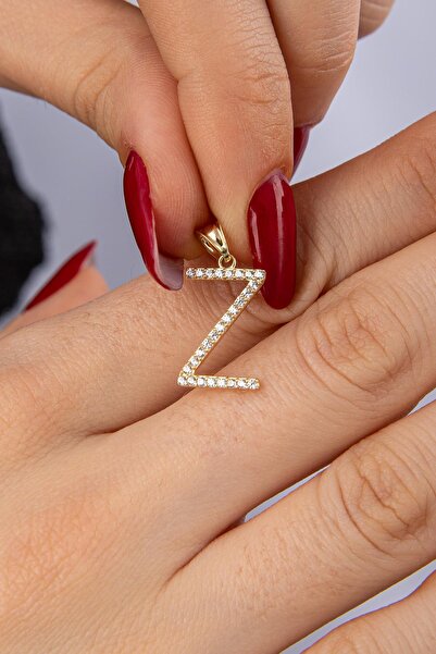 Fiyonk Kuyumculuk 14 Ayar Altın Taşlı Z Harf Kolye Ucu