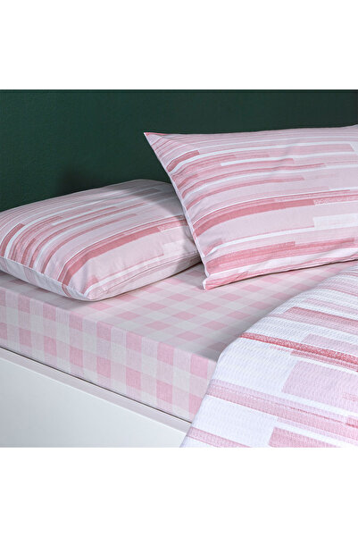 Taç Grid Pembe Genç Modası Çift Kişilik Pamuklu Pike Takımı