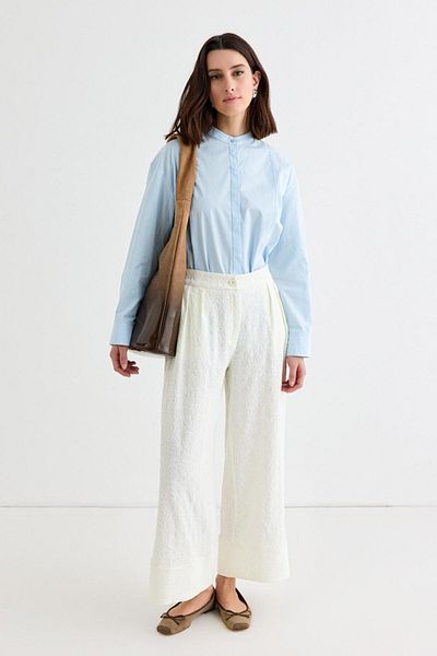 KADRİYE BAŞTÜRK Textured Culotte Trousers Ecru