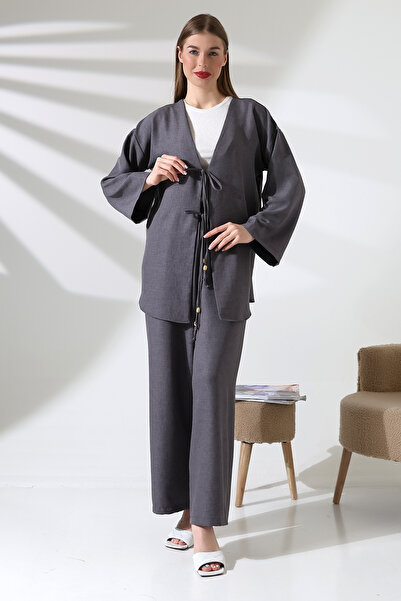 ensade Oversize Kimono Vest & Palazzo Trousers Summer Hijab & Stylish Classic Set