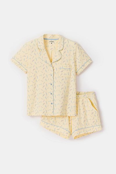 Woody Pijama de damă ecru cu imprimeu floral Ype - 932