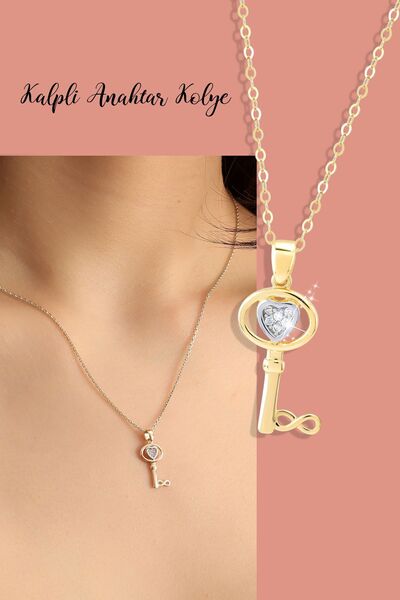 Hepimitu Anahtar Figürlü Altın Kolye