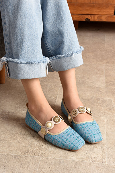 topukludünyası Pantofi de balerină de damă din țesătură din tweed colorați