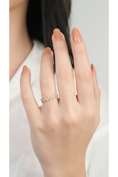 Arpaş 14 Ayar Atın Dalgalı Taşlı Yüzük