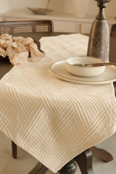 Pilloveland Hexagon Runner Bumbac Natural Tesut Buldan Traditional 40*140 cm