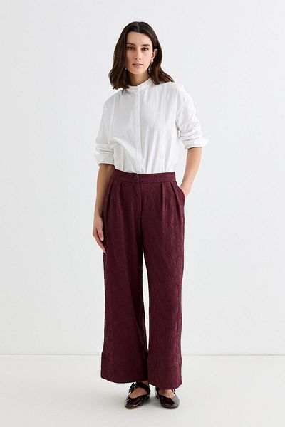 KADRİYE BAŞTÜRK Textured Culotte, Pants and Burgundy