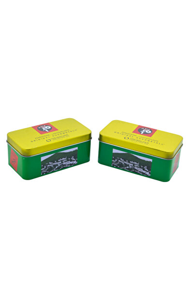 HitDukkan Katlanır Kapaklı Dekoratif 2 Adet Desenli Metal Saklama Kutusu (6,5x8x15cm)