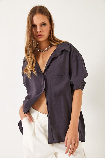 Bianco Lucci Cămașă modal oversize pentru femei cu decolteu în V 60388 60271075