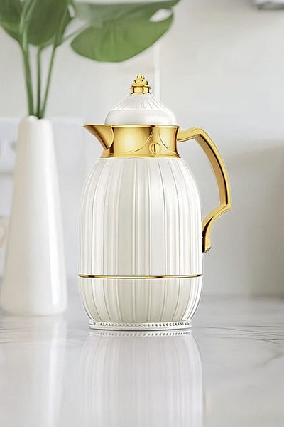 Vadi Luxury Stainless Steel Thermos Jug with White Gold Detail - 1 Lt.