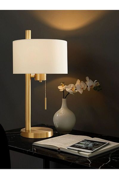 Living White/gold table lamp 55cm