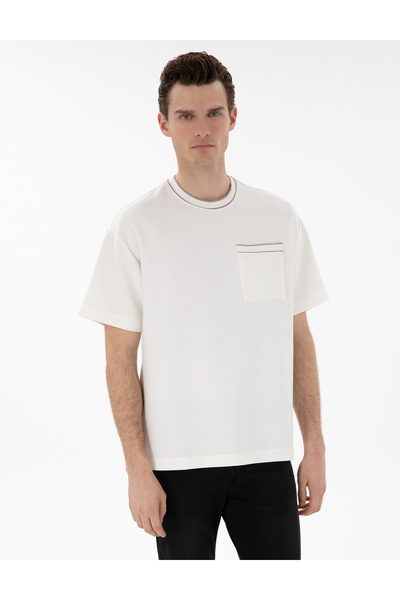 Pierre Cardin Ecru Comfort Fit T-Shirt 50306080-Vr019