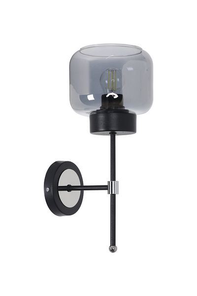 MŞ Aydınlatma Kama Black Chrome Smoked Glass Sconce