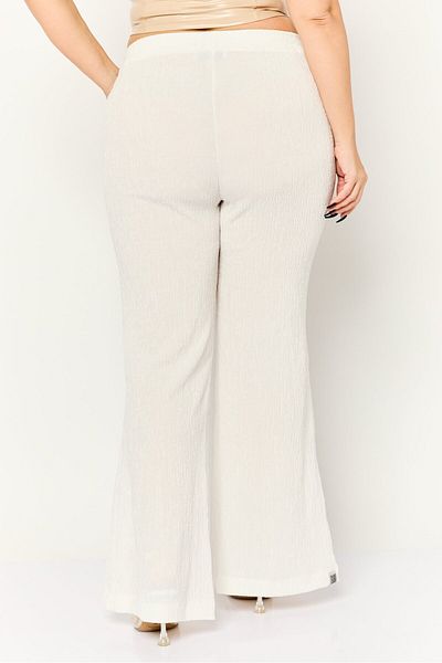 The Giving Movement Women Regular Fit Textured Wide Leg Pants, White