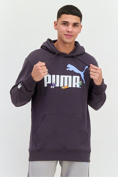 Puma x The Smurfs Men Sportswear Fit Long Sleeve Outdoor Sweatshirt, Dark Grey