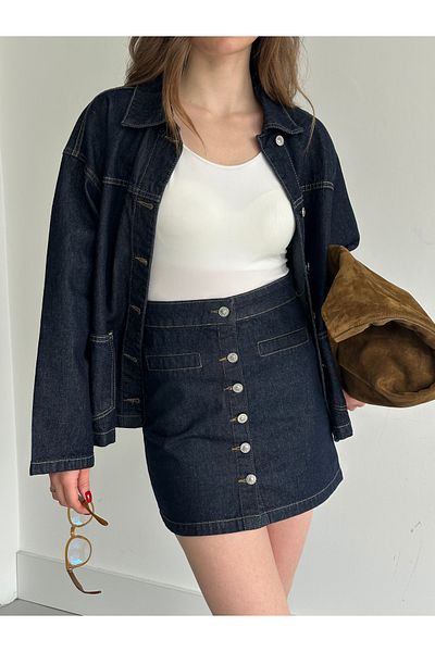 Laluvia Fusta din denim cu nasturi - 250330
