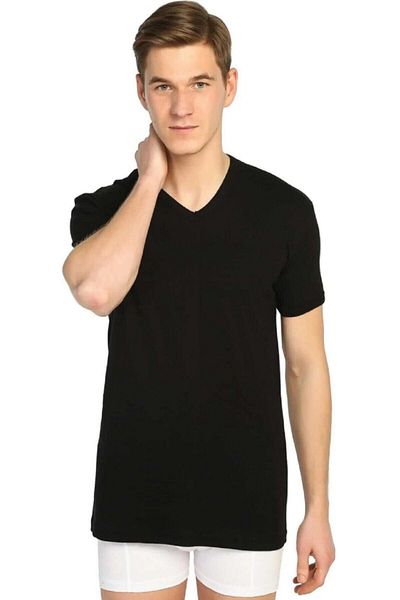 KEYAL Tutku Seher Yıldız 3 Pack Black Ribbed V-Neck Men's Undershirt
