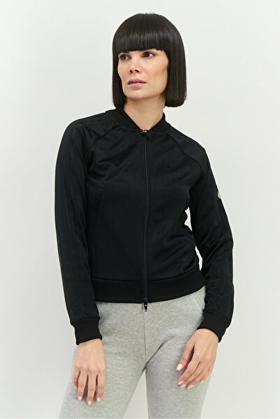 adidas سترة رياضية نسائية بأكمام طويلة مناسبة للخارج، باللون الأسود